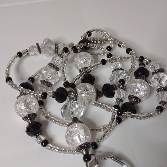 Clear And Black Glass Bead Lanyard - Picture 2 of 7